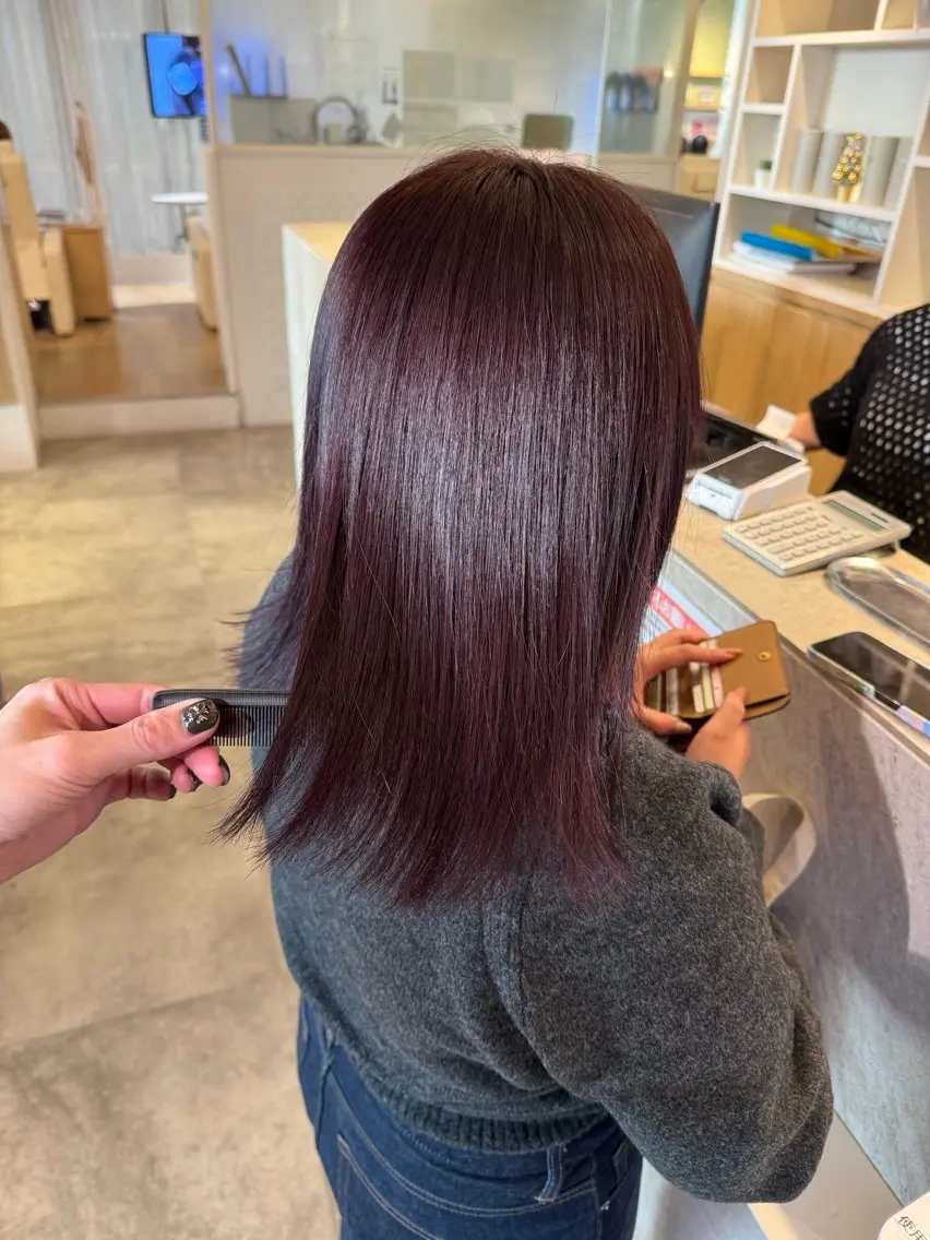 ミディアム カラー ヘアカラー トリートメント 早稲田/ショート/ 髪質改善/艶カラーのヘアスタイル