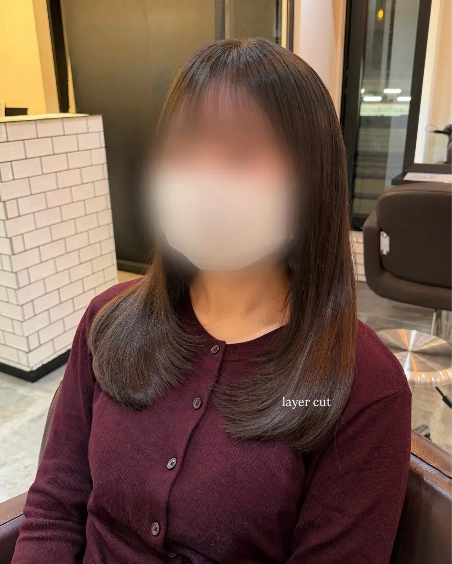 セミロング 顔周りカット レイヤーカット 🍒ボブカット/ moe🍒のヘアスタイル