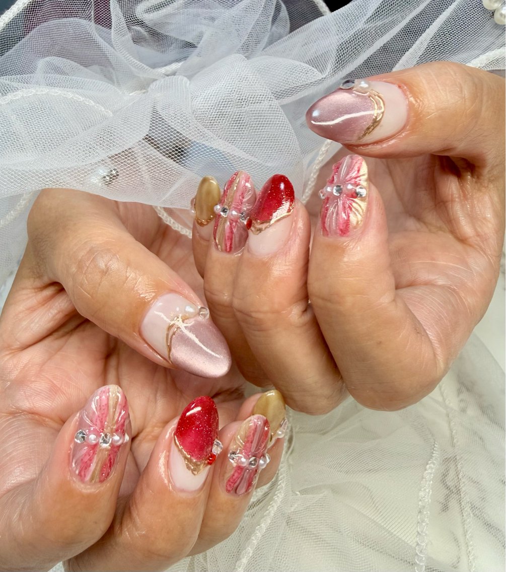 ネイル アートネイル チークネイル フラッシュネイル フラッシュマグ フレンチネイル Mai’s nailのネイルデザイン