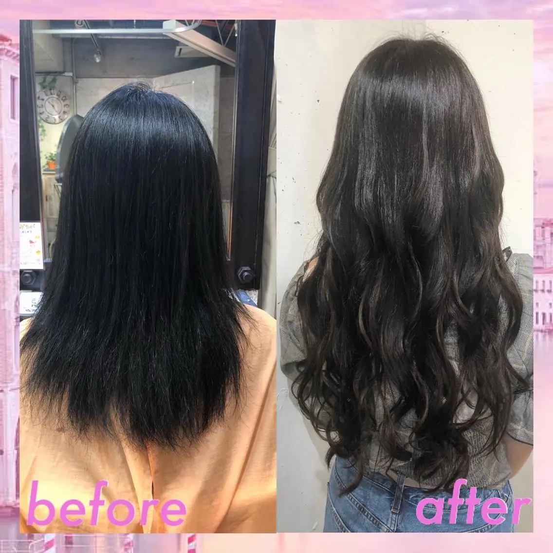 ロング カラー パーマ ヘアアレンジ シールエクステ エクステ カット エクステ ヘアセット 八巻 晴香のヘアスタイル