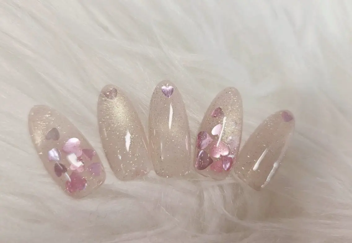ネイル ハート キラキラネイル マグネットネイル バレンタイン ハンドネイル ハンドケア Beaubie  nailサロンのネイルデザイン