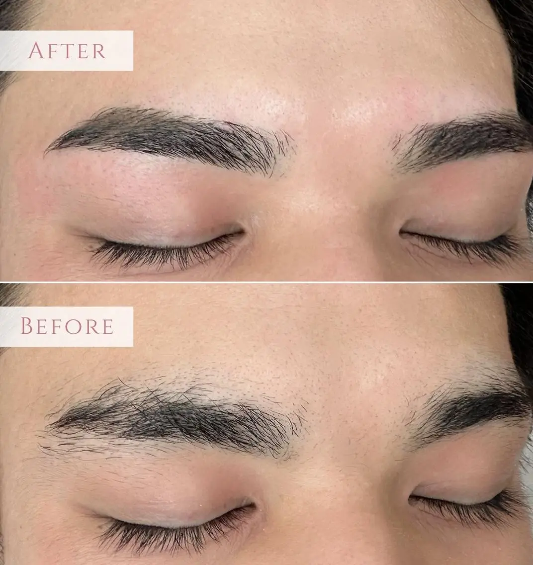 MEN's【美眉アイブロウwax＆眉毛脱色】間引き・カット込　※講師と一緒に施術の写真