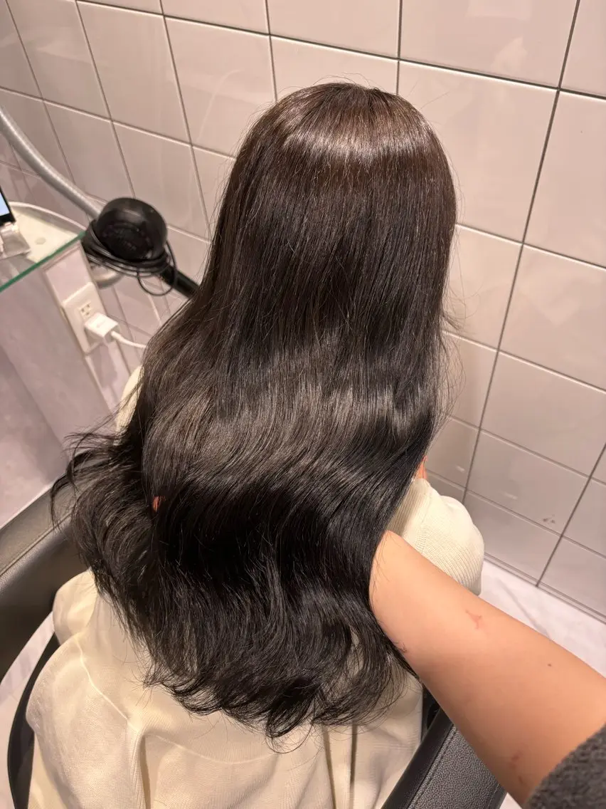 セミロング カラー 髪質改善 ヘアカラー トリートメント ヘッドスパ ヘアセット 表参道♡暗髪♡ 艶カラー♡アユミのヘアスタイル