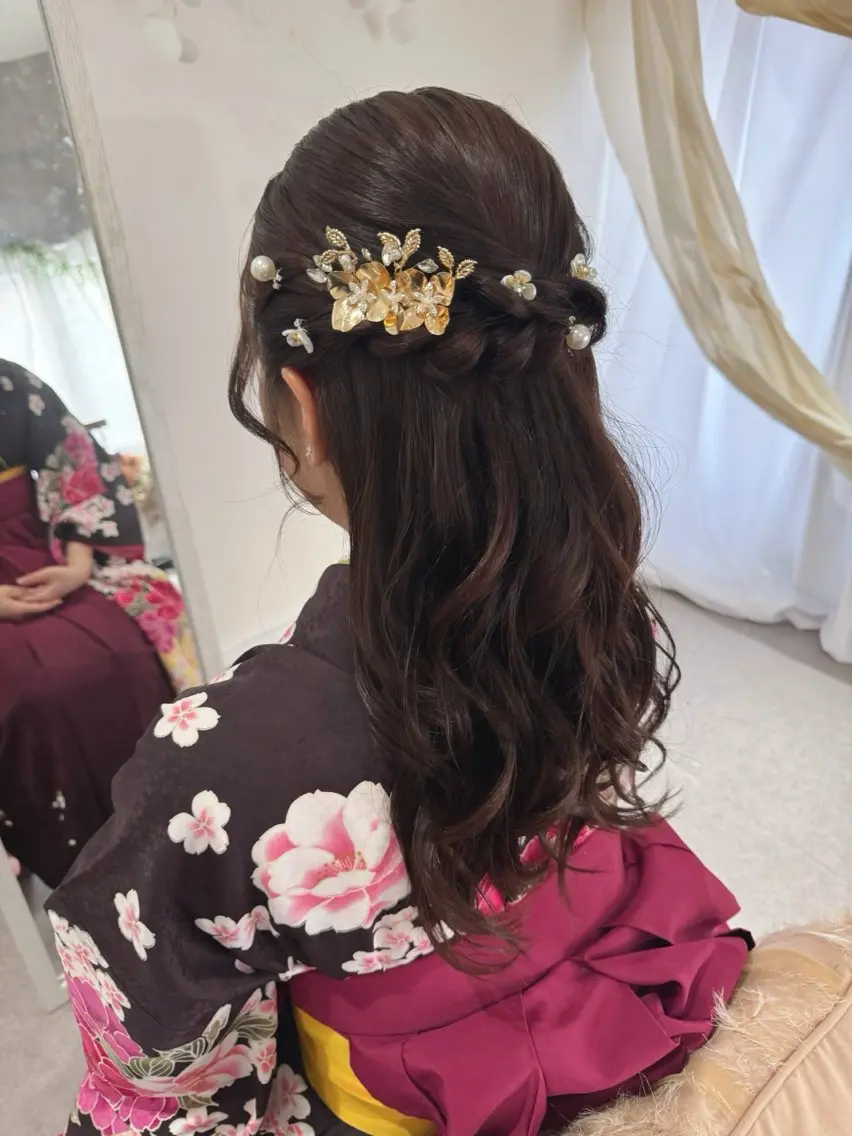ロング 卒業式のヘアスタイル 着付け Hairmake Floraのヘアスタイル