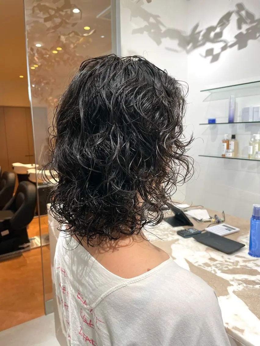 ミディアム パーマ カット パーマ 大石 陽菜のヘアスタイル