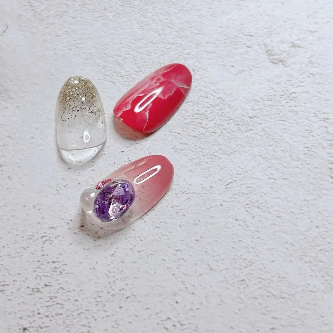 ネイル アートネイル グラデーション ラメ(グリッター) ラメグラデーション 大理石ネイル(マーブル) Elm beauty salonのネイルデザイン