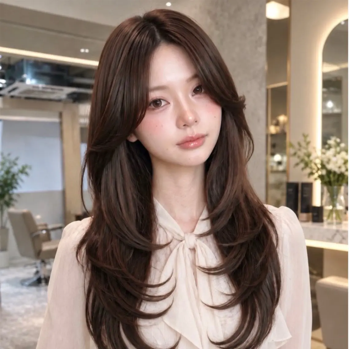 ロング カラー カット ヘアカラー トリートメント 🦋韓国風レイヤー/ 艶髪矯正🦋凛太郎のヘアスタイル
