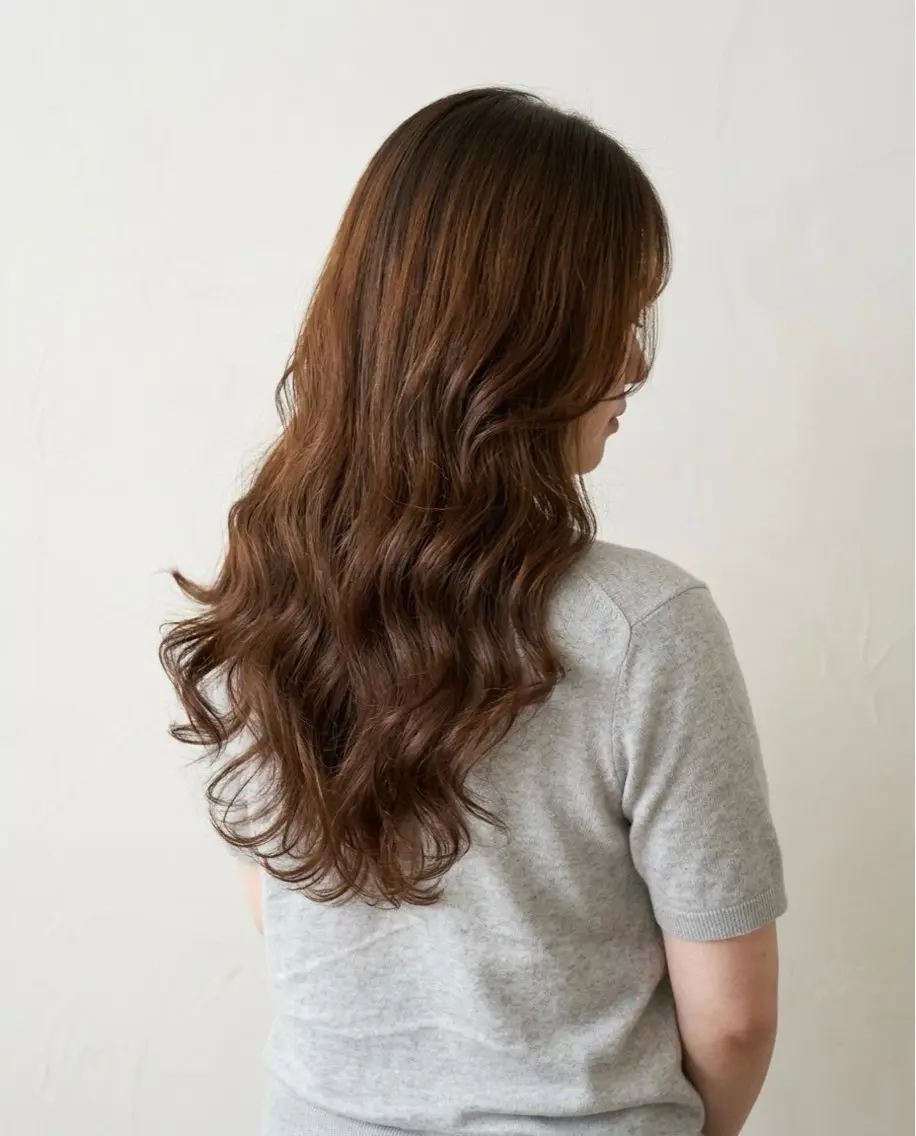 ロング パーマ レイヤーカット カット パーマ トリートメント 拓麿✂︎/韓国ヘア× コテ巻きパーマのヘアスタイル