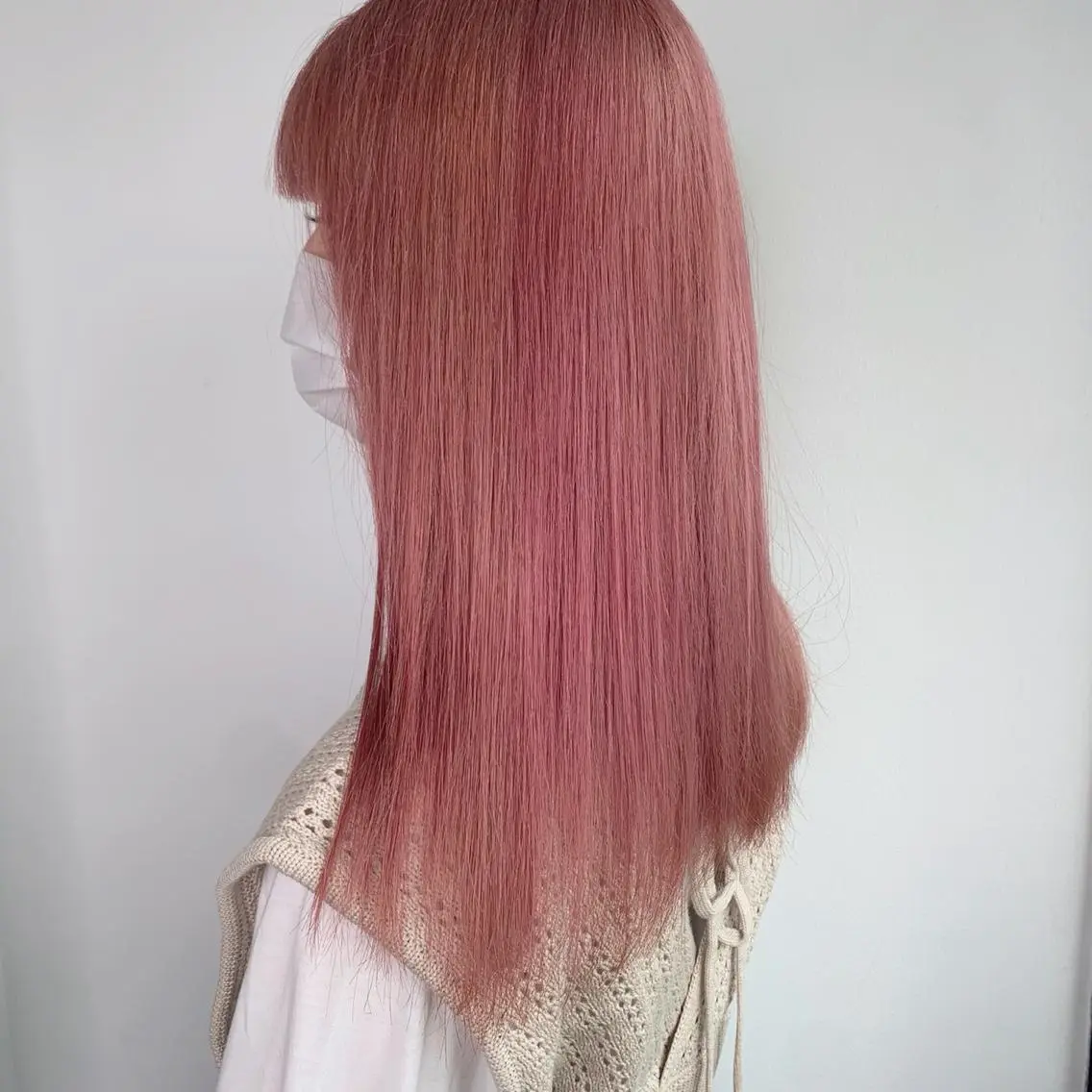 セミロング カラー ピンクカラー ✅ケアブリーチ✅ トヨオカ ノブヒデのヘアスタイル