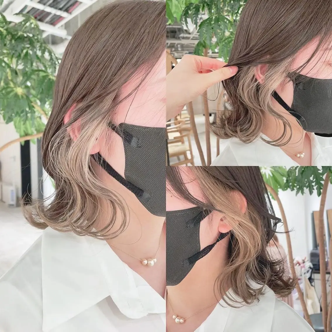 ミディアム カラー インナーカラー ヘアカラー トリートメント 渋谷:インナーカラー ／🍒エリカ🍒のヘアスタイル