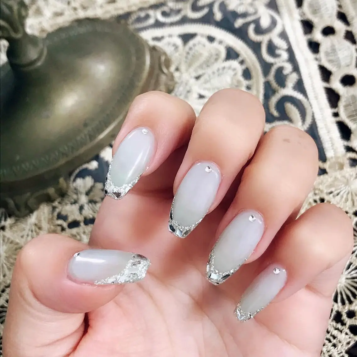 ネイル アートネイル ジェルネイル キラキラネイル ラメ(グリッター) ミラーネイル 🩵池袋heart nail🩵のネイルデザイン