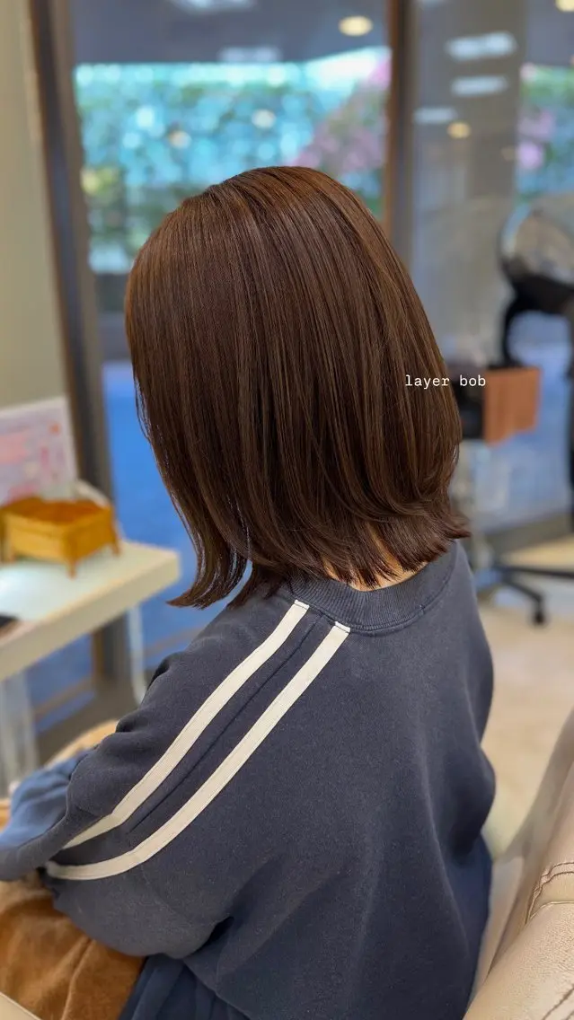 ミディアム ボブレイヤー ボブ レイヤーカット 🤍miyazaki rena🤍のヘアスタイル