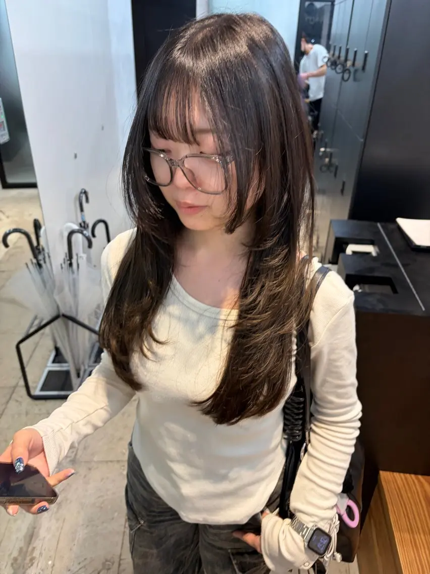 ロング レイヤーカット カット ヘアカラー トリートメント ボブ/縮毛/レイヤー モトナリのヘアスタイル