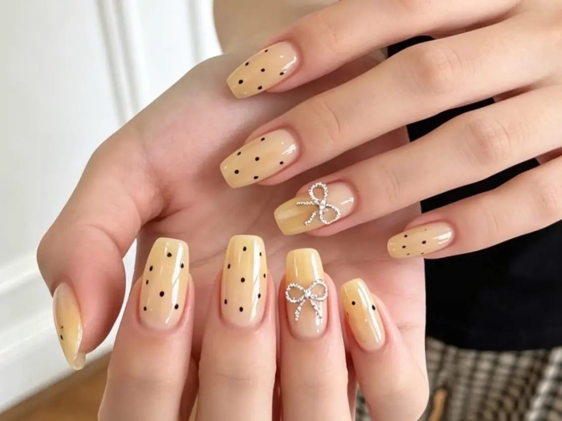 ネイル ドット オフィスネイル シンプルネイル 黄色 ハンドネイル Tongtong Nail Salonのネイルデザイン