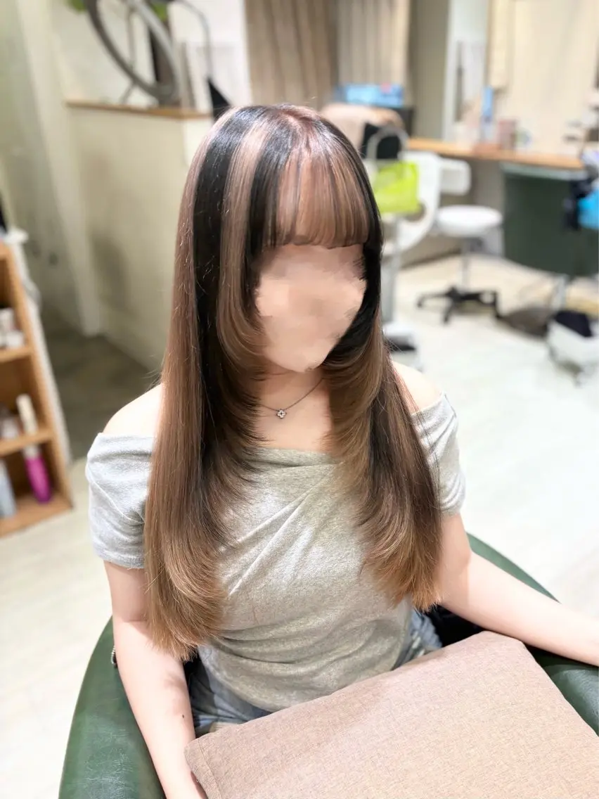 ロング 顔周りカット レイヤーカット カット ヘアカラー トリートメント Laffin. 喜永のヘアスタイル
