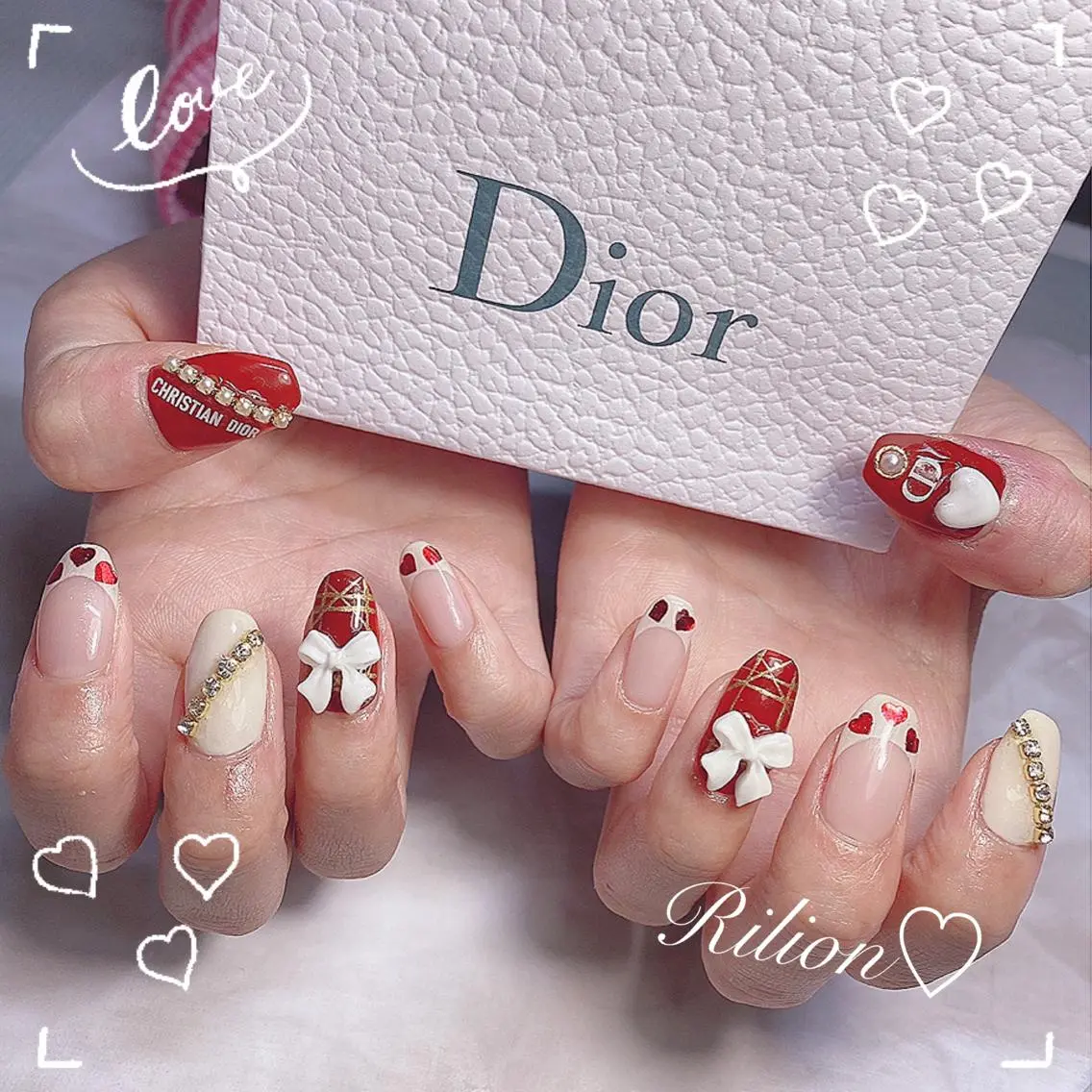 ネイル リボン ハンドネイル RiLion💗 Risa🦋💜のネイルデザイン