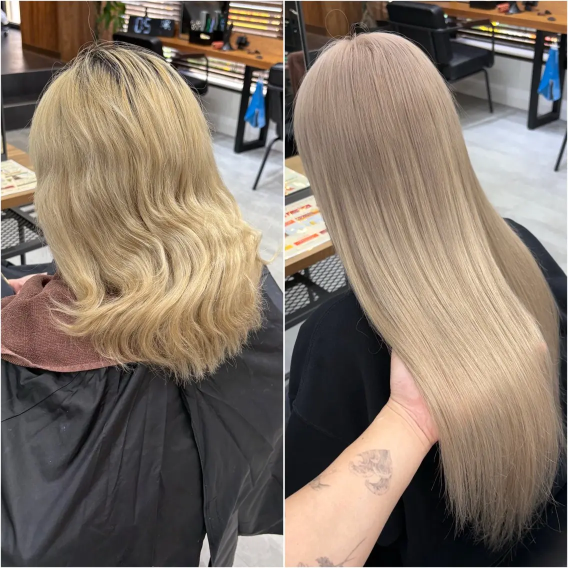 ロング カラー シールエクステ ベージュカラー ダブルカラー ミルクティーベージュ エクステ ヘアカラー エクステ KEISUKE🐶 カラー✨エクステのヘアスタイル