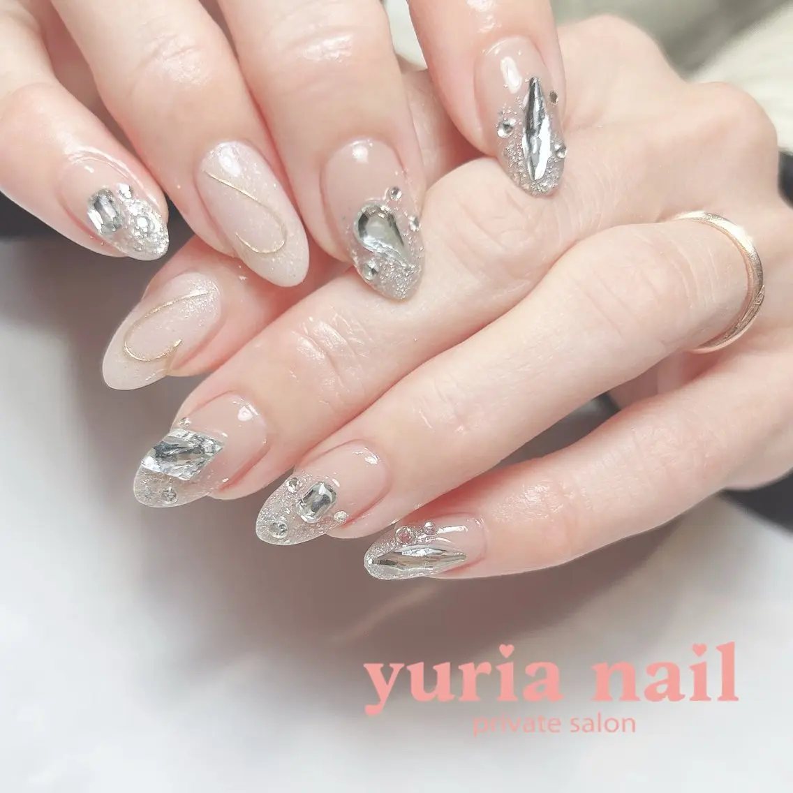 ネイル ジェルネイル ハート キラキラネイル ニュアンスネイル ハンドネイル 小林 ゆりあのネイルデザイン