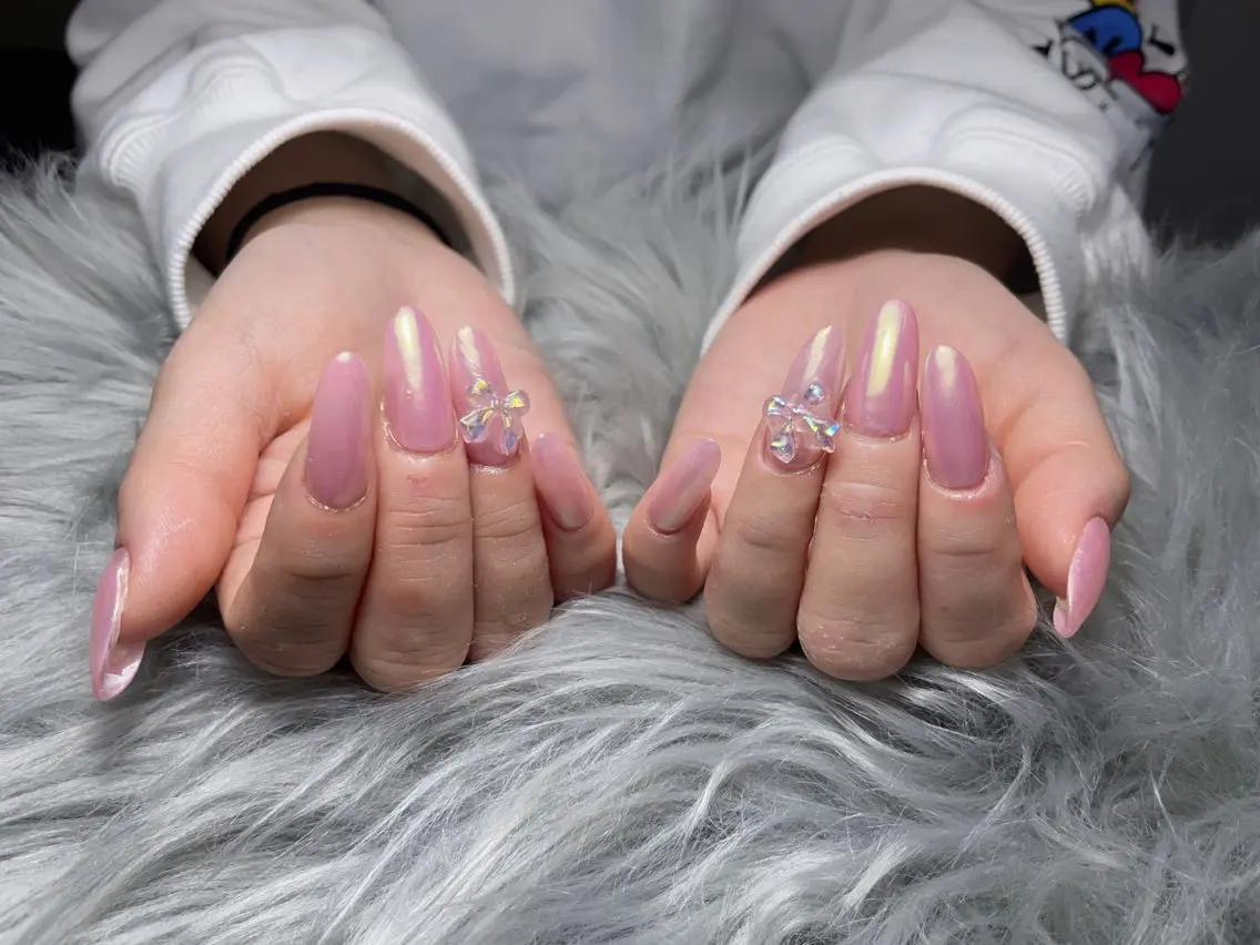 ネイル ジェルネイル ハート マグネットネイル パラジェル リボン BLANC.nail yuuのネイルデザイン