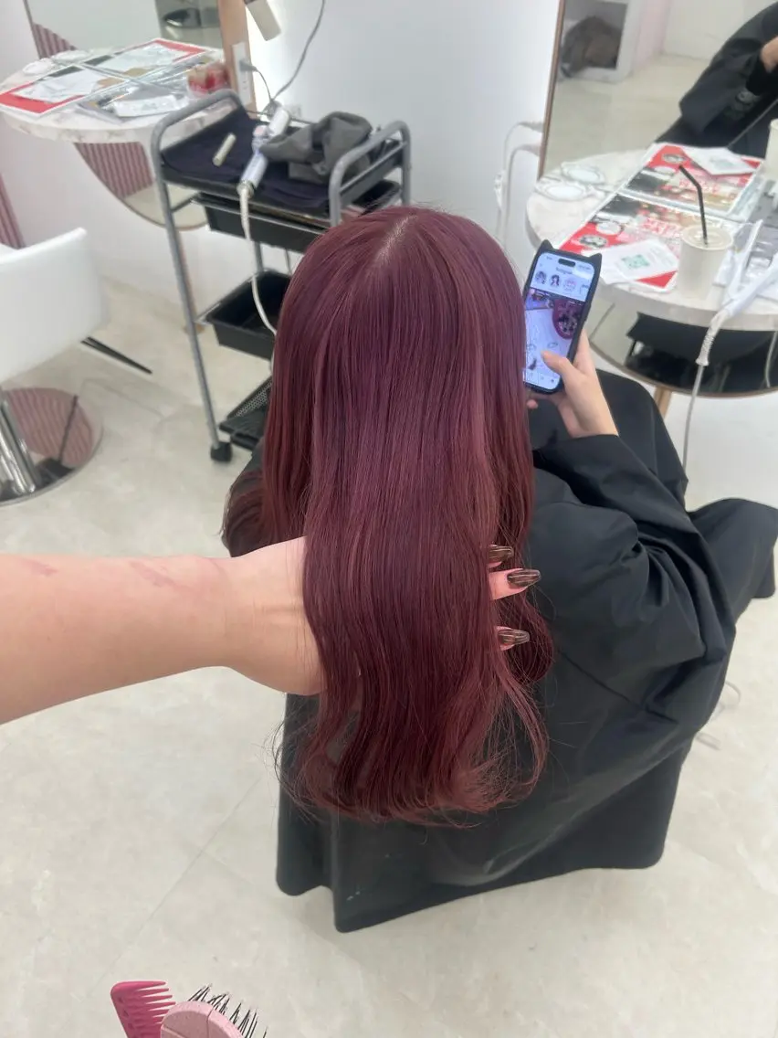 ロング カラー カット ヘアカラー トリートメント shu ラベンダー/ピンクのヘアスタイル
