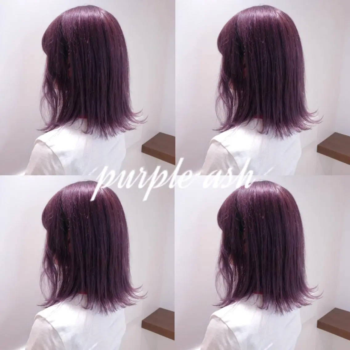 ミディアム カラー ブリーチ ピンクカラー パープルカラー ウルフカット ハッシュカット/七海のヘアスタイル