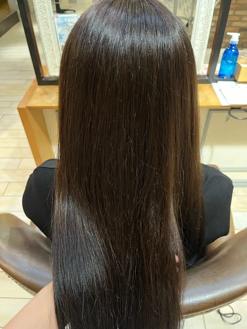 ロング カラー 黒髪 ブルーカラー ブルーブラック 古屋 澪 艶髪カラー✨のヘアスタイル