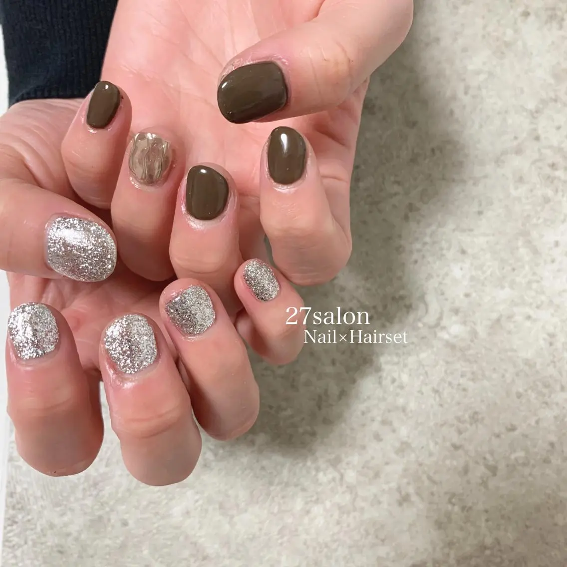 ネイル ブラウン ジェルネイル 27salon yuinaのネイルデザイン