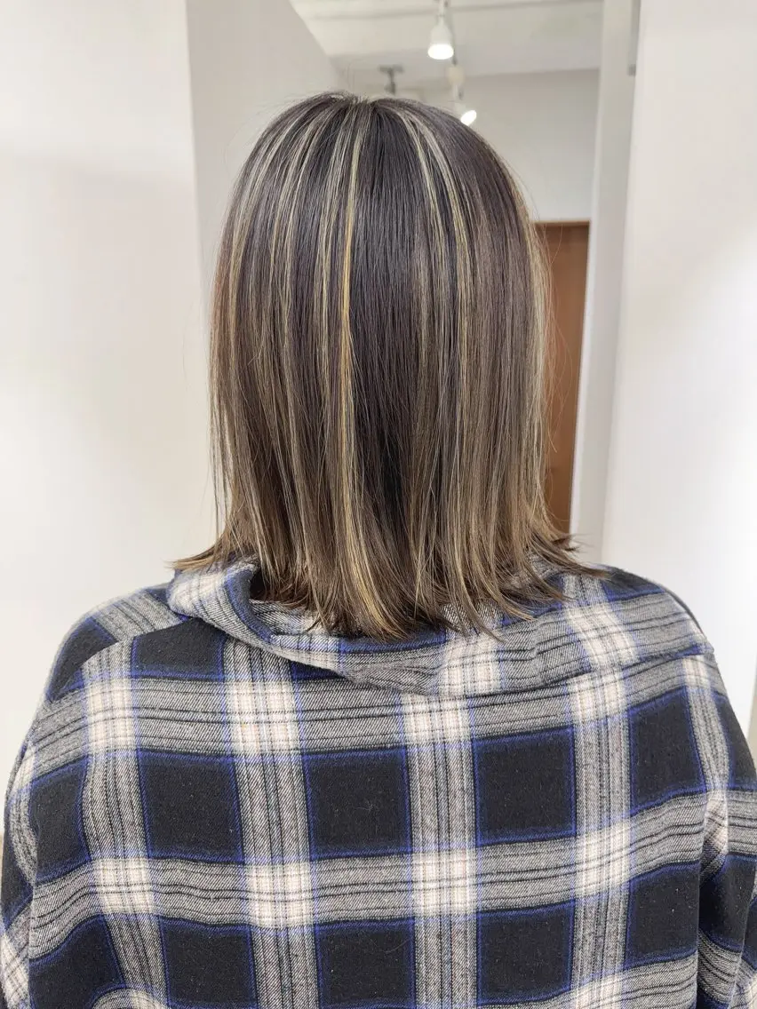 ミディアム カラー ヘアカラー トリートメント ハイライト⭐️上野 高広のヘアスタイル
