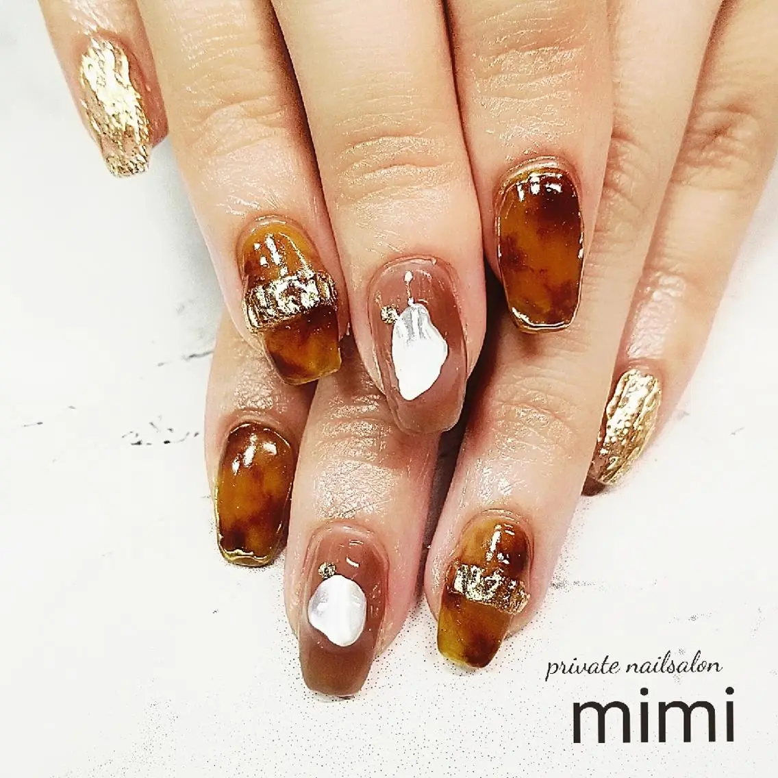 ネイル べっ甲ネイル ニュアンスネイル ハンドネイル 博多ネイル ｍｉｍｉのネイルデザイン