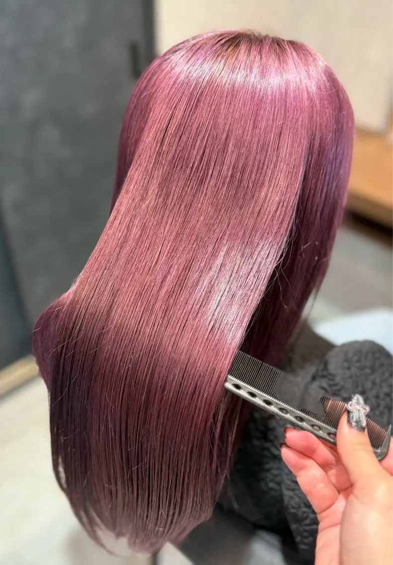 ロング カラー ハイトーンカラー ピンクカラー トリートメント 艶カラー/ハイトーン /アレンジ/meiのヘアスタイル