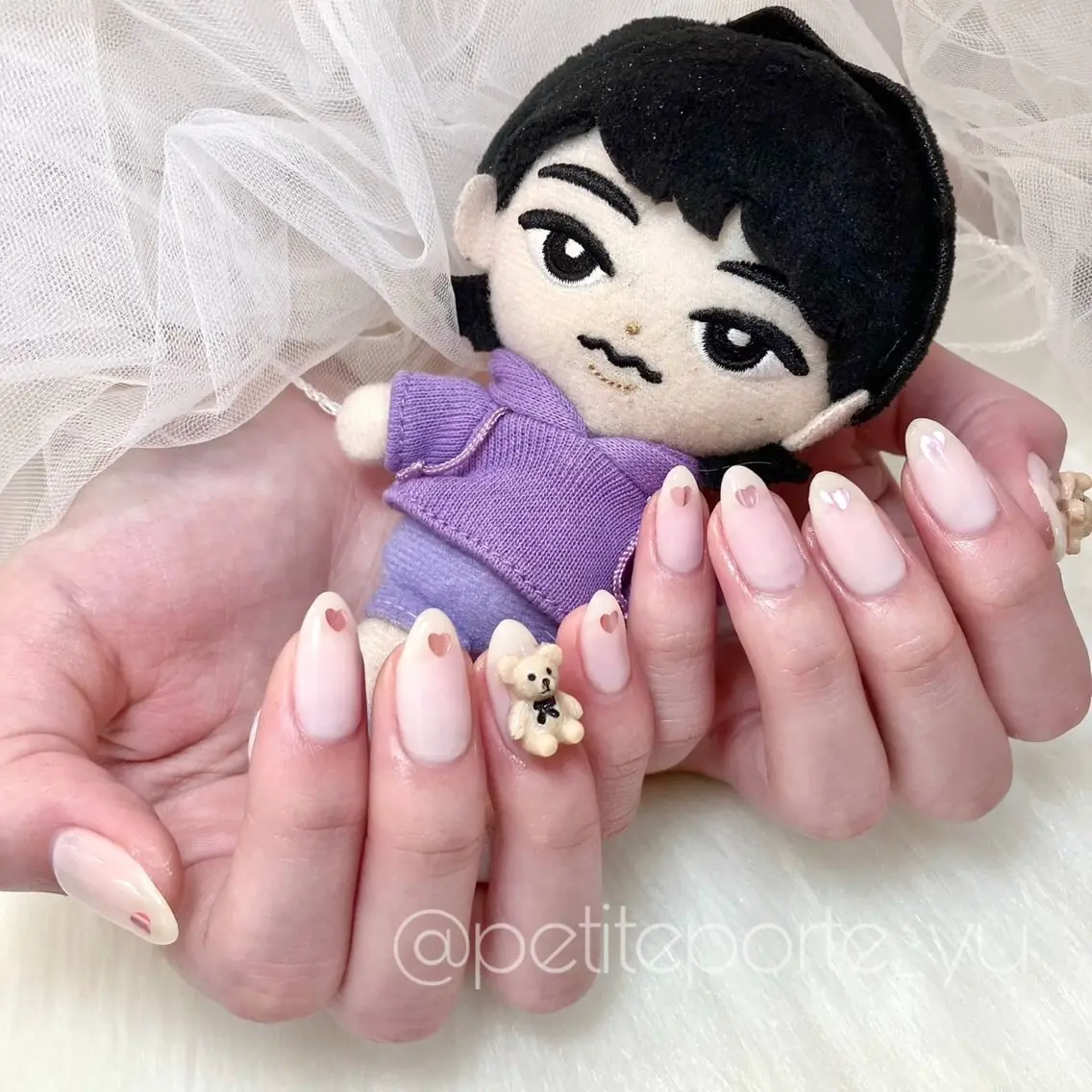 ネイル ハート ワンカラーネイル バレンタイン ハンドネイル petite porteのネイルデザイン