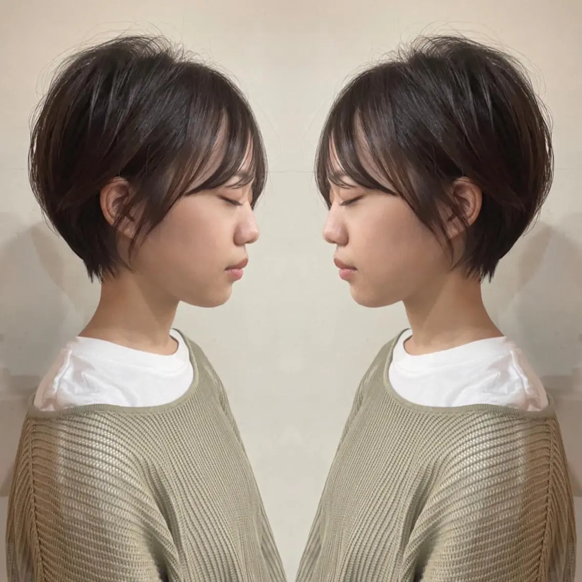 ショート カラー ショートボブ ハンサムショート 丸みショート デザインカラー ハイライトカラー カット ヘアカラー トリートメント 京都大人女性ショート 徒歩1分/秋山のヘアスタイル