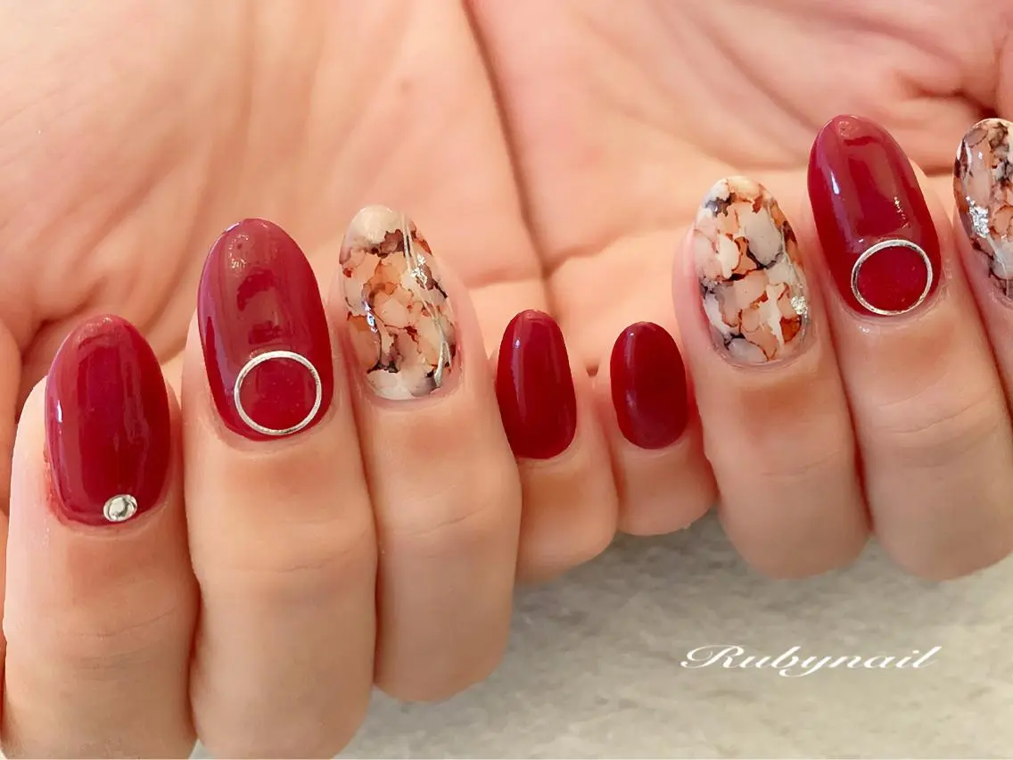 セミロング ハンドネイル プライベートサロン Rubynailのネイルデザイン