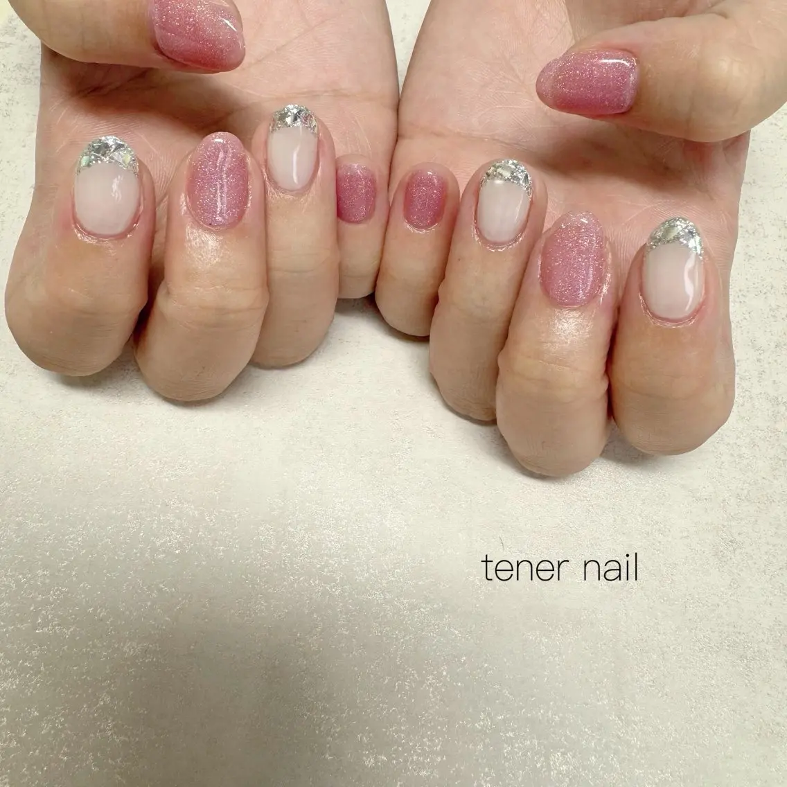 ネイル フレンチネイル ガラスフレンチ ハンドネイル テネルネイル tener nailのネイルデザイン