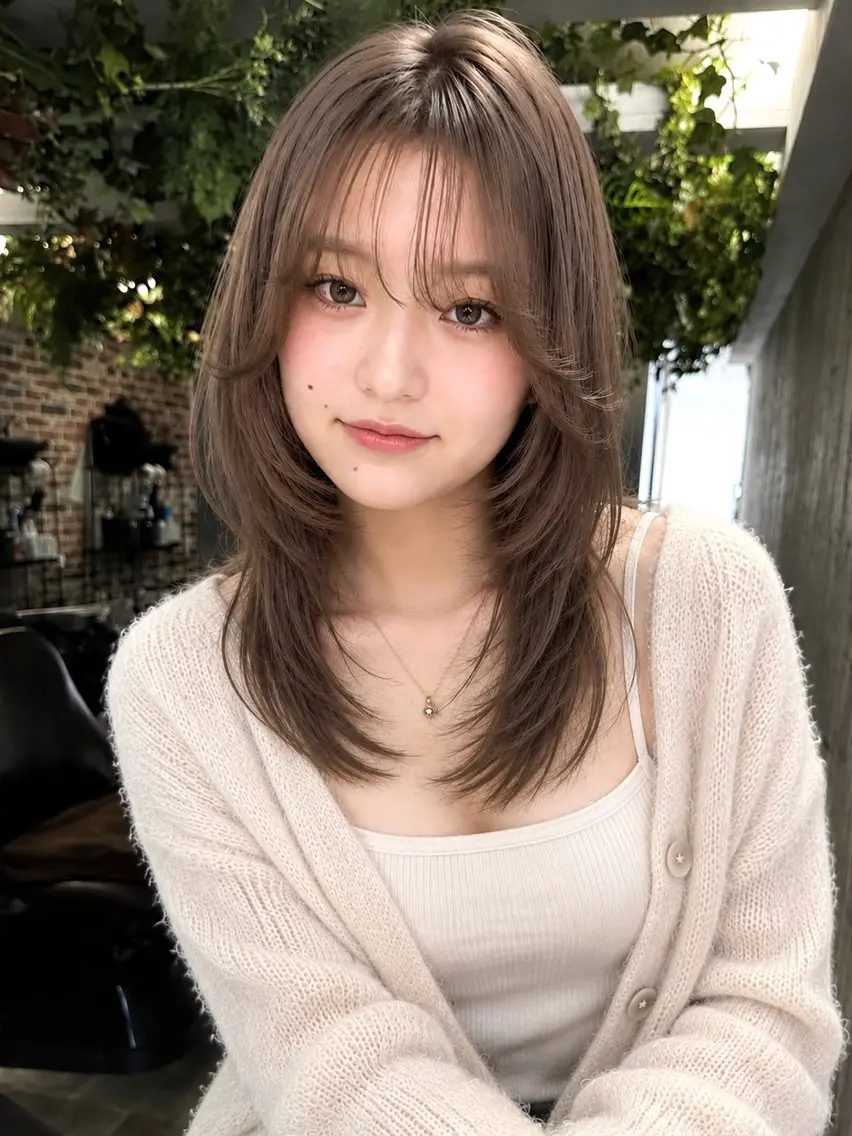 ミディアム カット ヘアカラー 艶カラー/フェイス レイヤー/たむのヘアスタイル