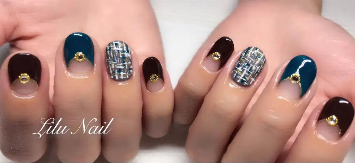 ネイル フレンチネイル ツイードネイル モチの良さ◉ フィルインネイル♡のネイルデザイン