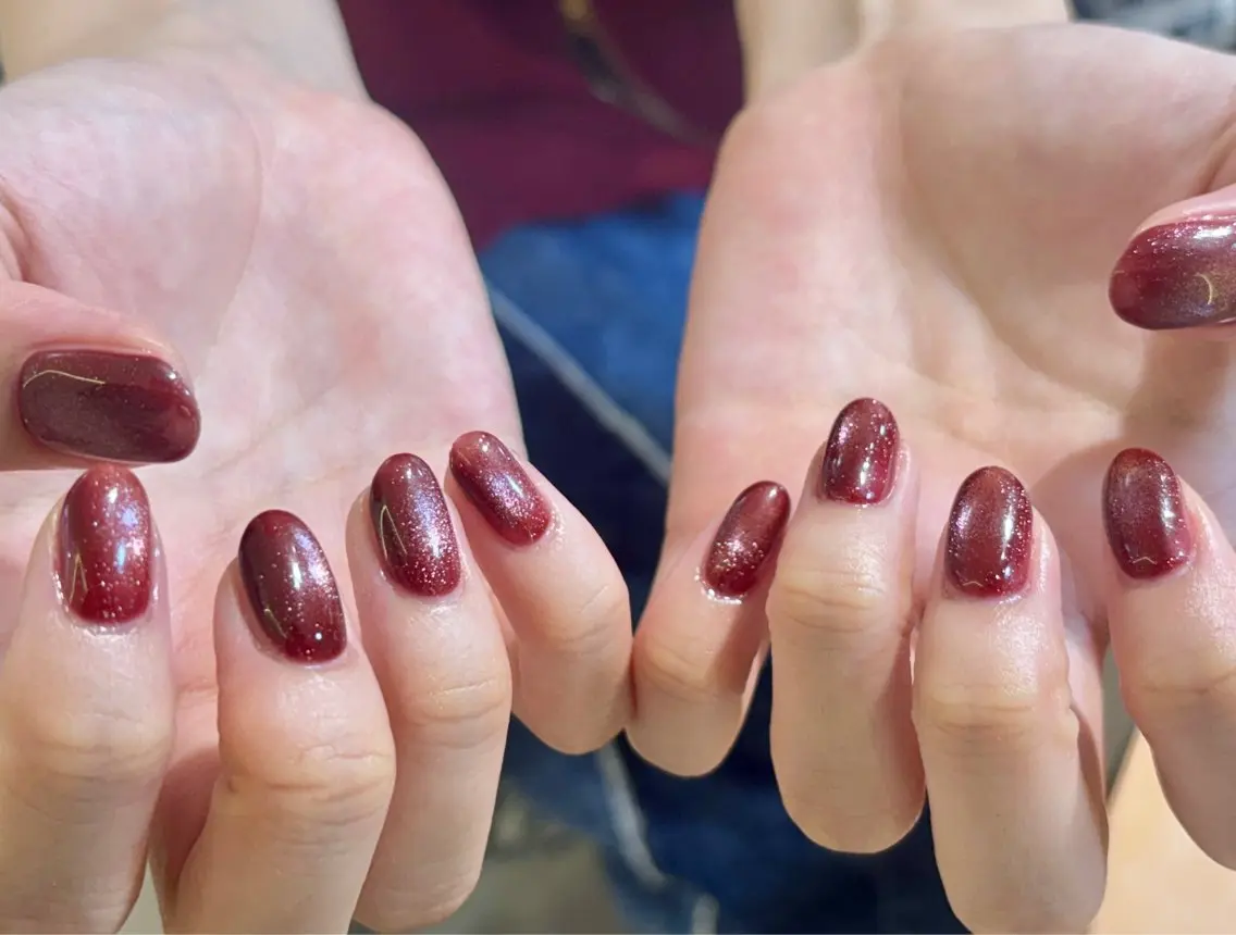 ネイル アートネイル オーロラネイル チークネイル 長さ出し フレンチネイル ハンドネイル Yumi Nail Seiのネイルデザイン