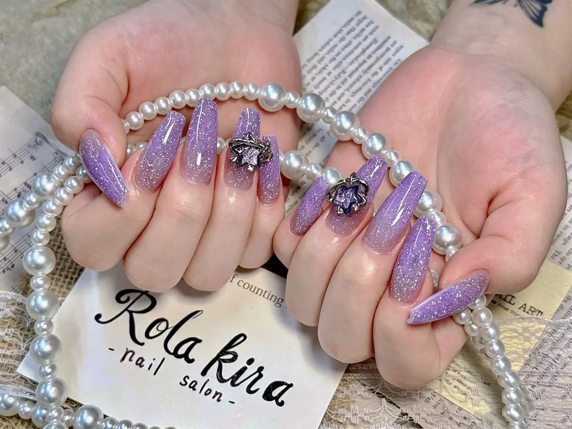 ネイル オーロラネイル チークネイル 長さ出し フットネイル フレンチネイル ハンドネイル Rola kira 麗のネイルデザイン