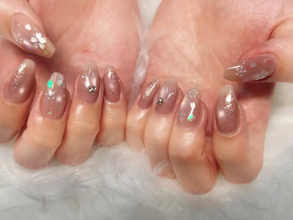 ネイル 桜ネイル マグネットネイル ハンドネイル nail room Ohana 南船場のネイルデザイン