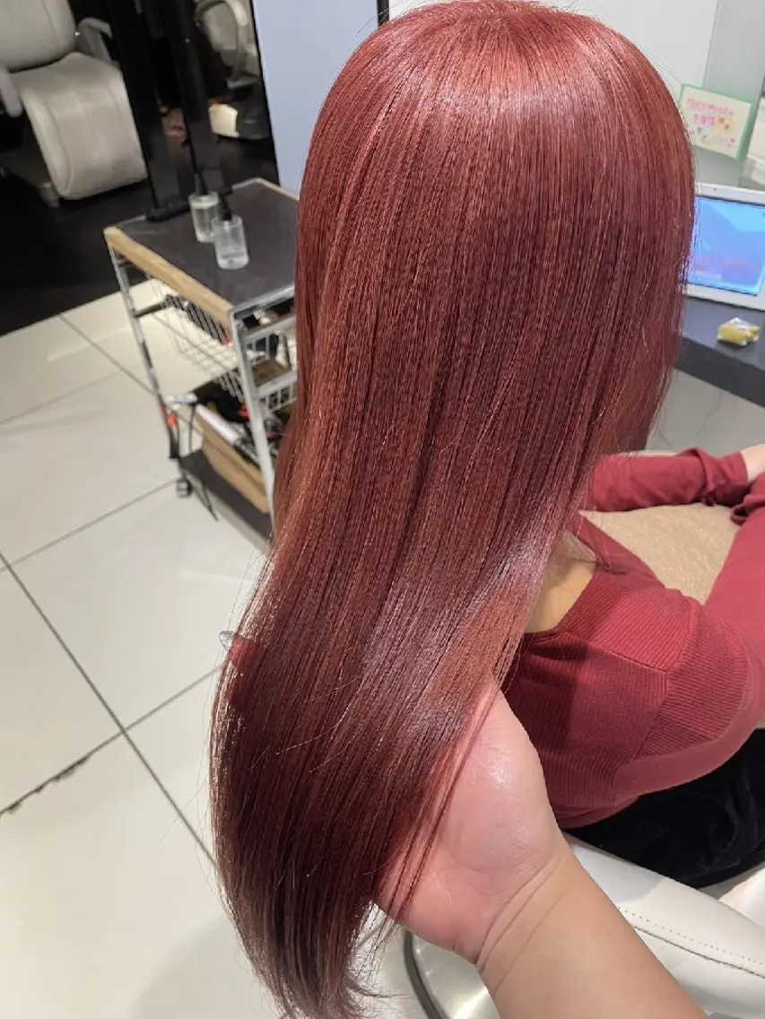 ロング カラー ブリーチなしWカラー ピンク系特化美容師のヘアスタイル
