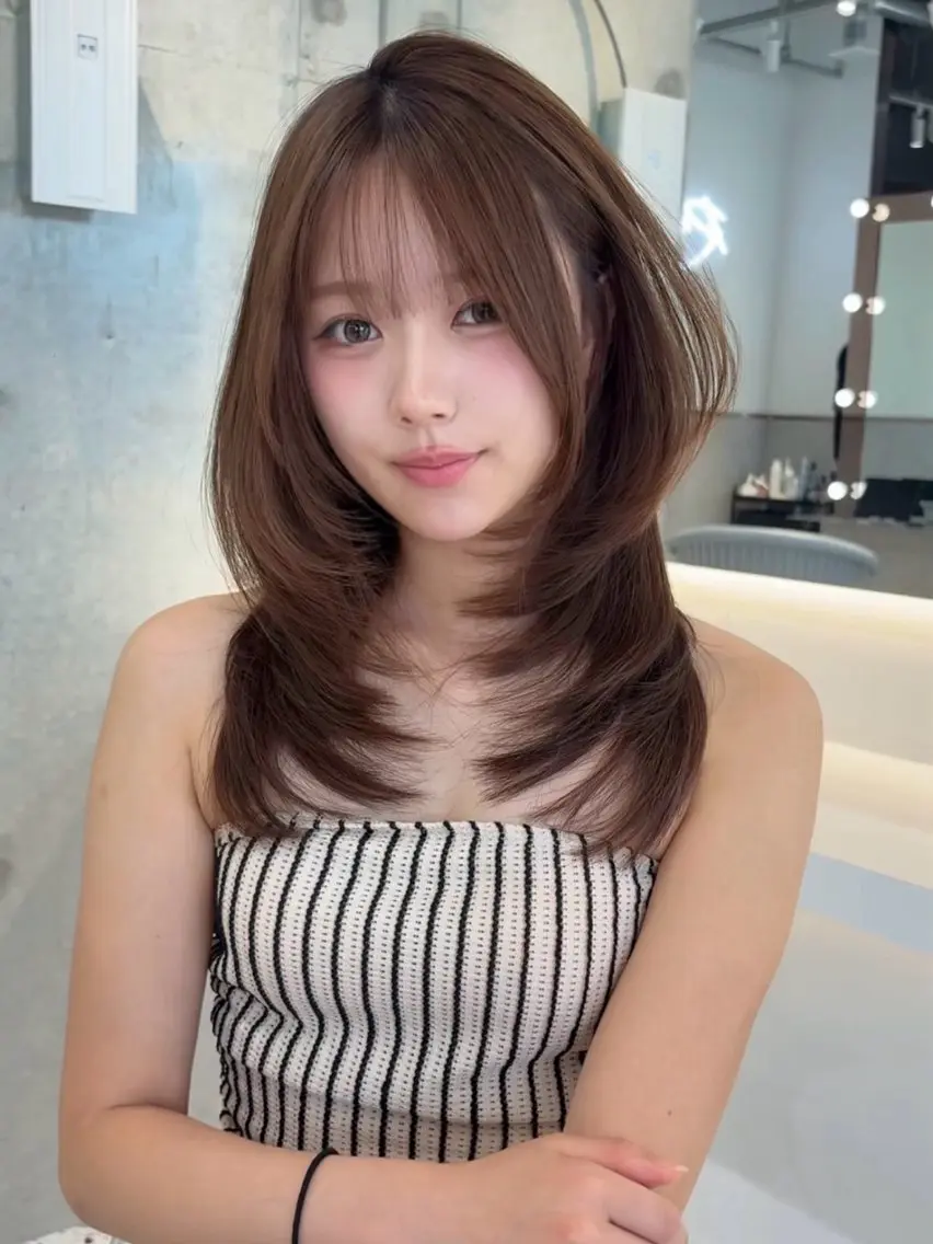ミディアム カット ヘアカラー トリートメント 🎀ダブルカラー/ 透明感カラー/翼🎀のヘアスタイル