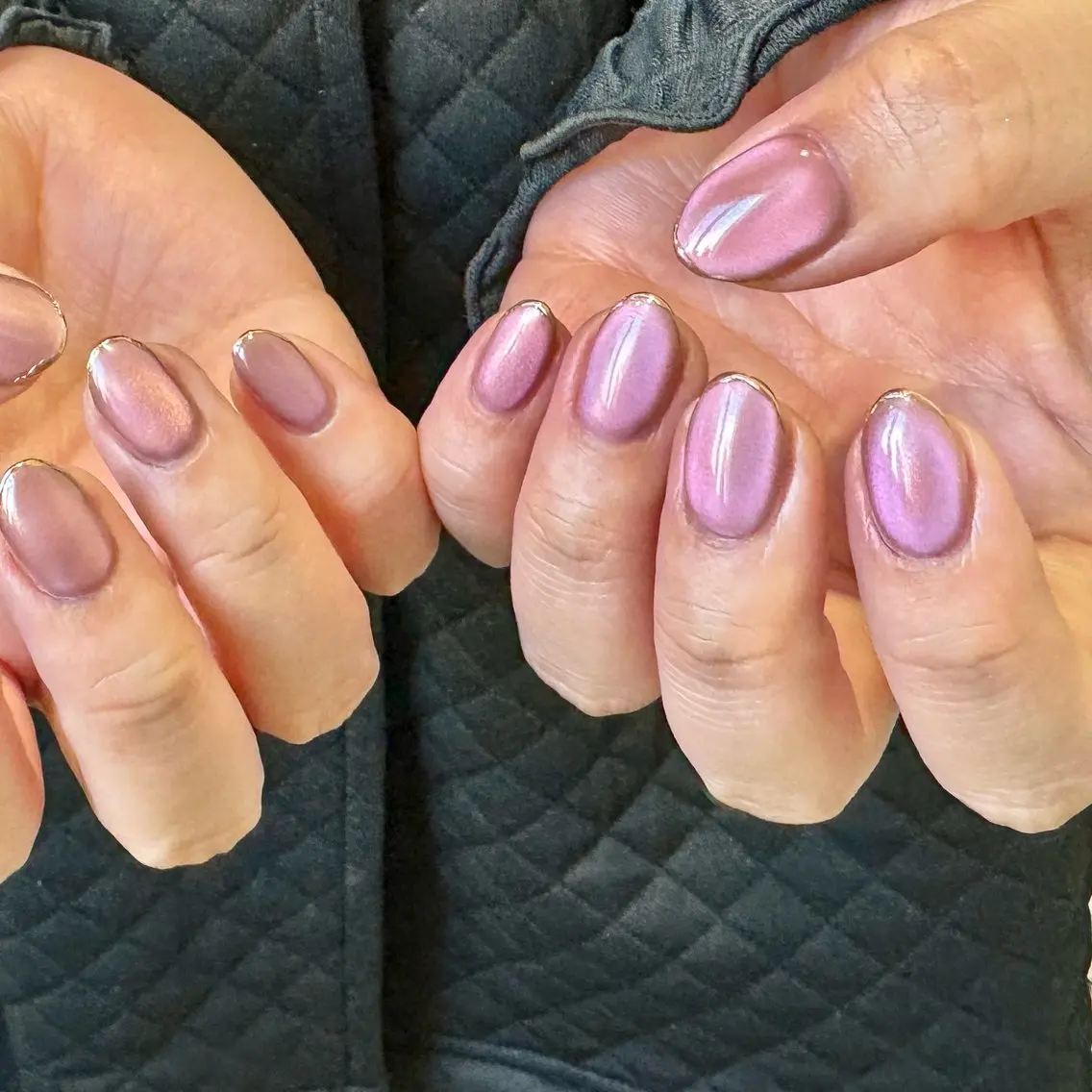 ネイル フレンチネイル マグネットネイル ミラーネイル ピンク 春ネイル ハンドネイル pointillé .ayaのネイルデザイン