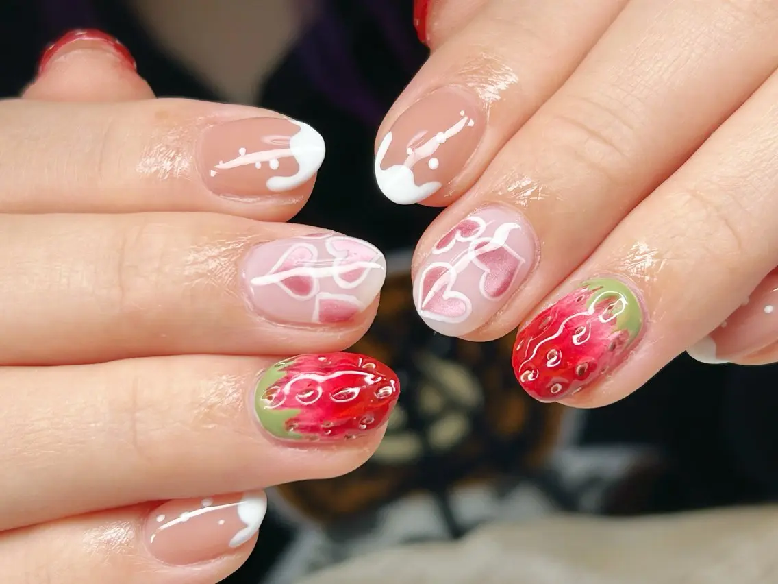 ネイル アートネイル チークネイル 成人式 入学式 長さ出し ハンドネイル Lino Nailのネイルデザイン