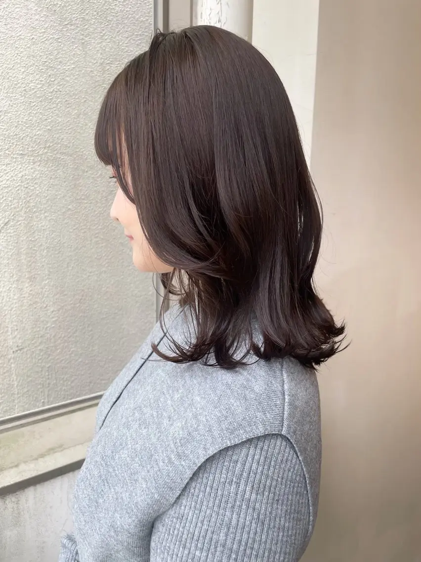 ミディアム カラー グレージュ オリーブカラー 韓国風ヘア レイヤーカット ヘアカラー トリートメント ヘアセット ✨透明感ケアカラー✨ 長野ゆきなのヘアスタイル
