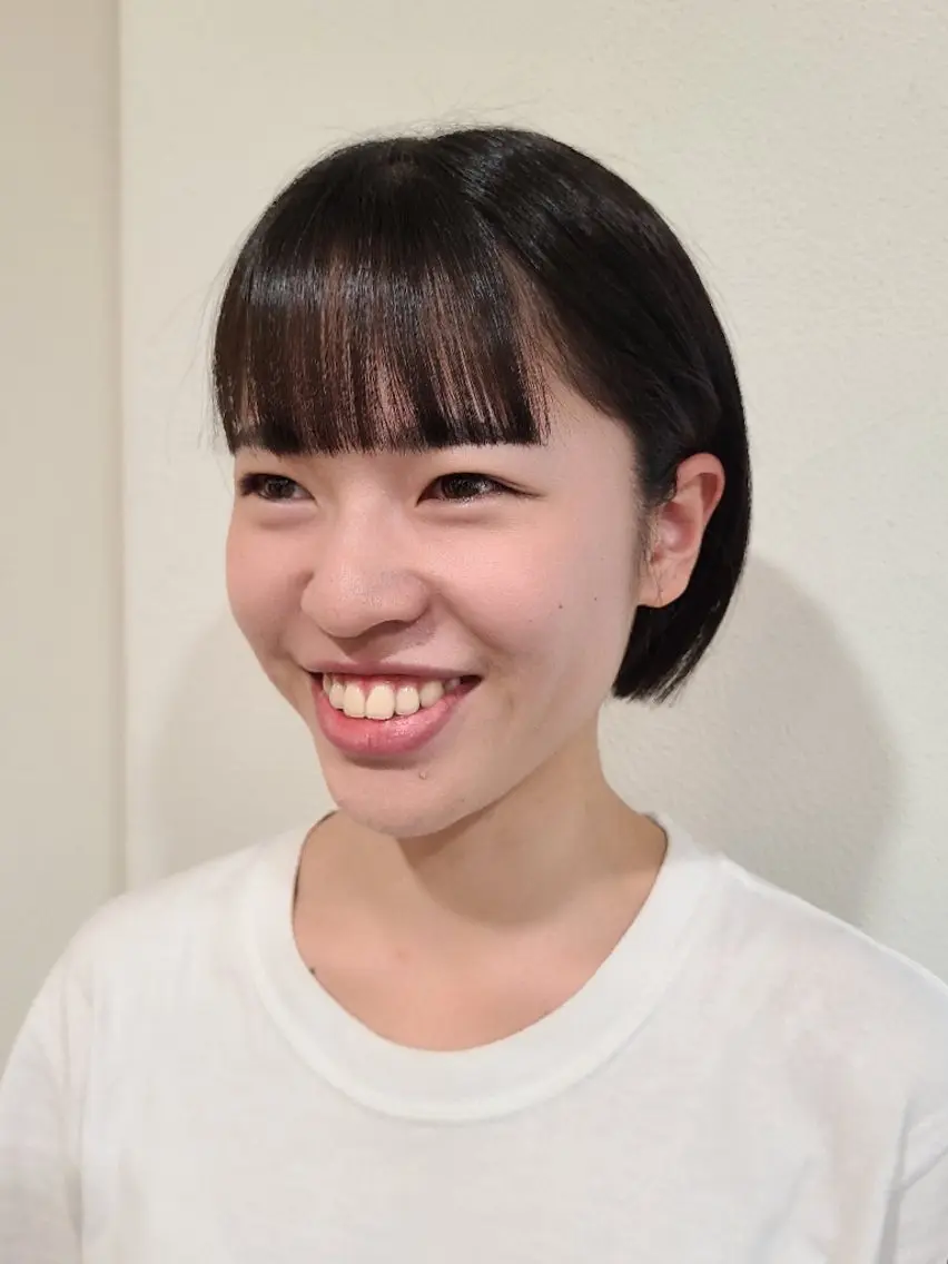 ショート ボブ 顔周りカット 酸性ストレート 酸性ストレート 小玉 カノのヘアスタイル