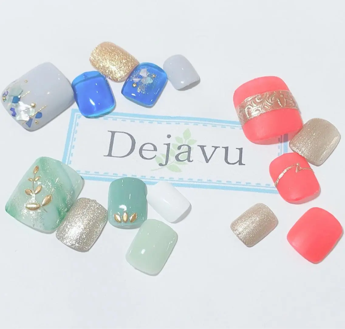 ネイル アートネイル フットネイル 夏ネイル ハンドネイル Nail salon Dejavu 🌿のネイルデザイン