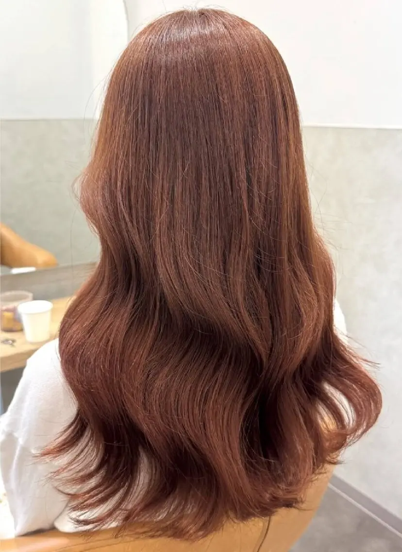 セミロング カラー ブラウンカラー オレンジ オレンジブラウン カット ヘアカラー ブリーチカラー/ 美髪矯正/佐伯 駿のヘアスタイル