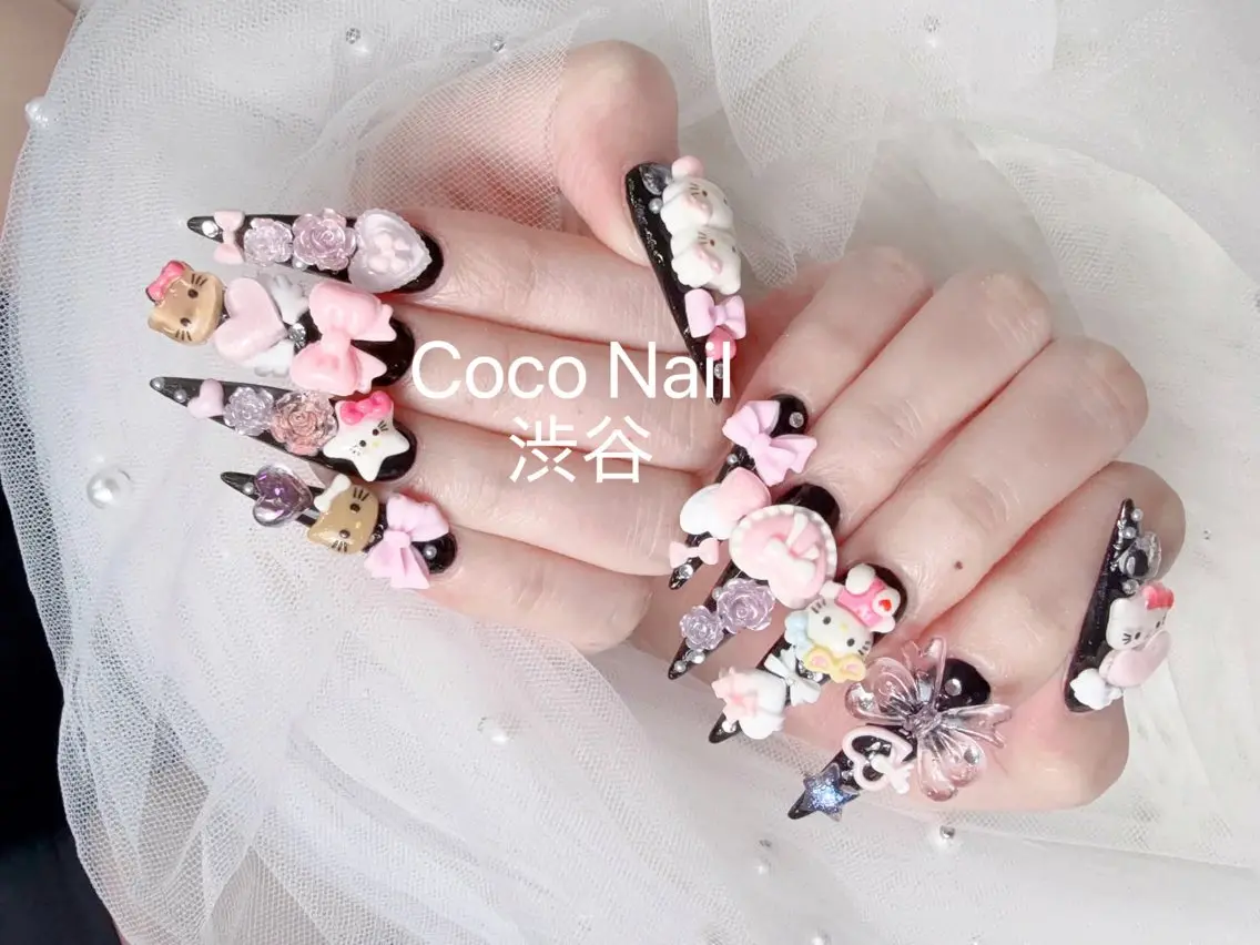 ネイル 成人式 大理石ネイル(マーブル) リボン 夏ネイル ネイルチップ CoCo Nail 長さ出し専門店のネイルデザイン