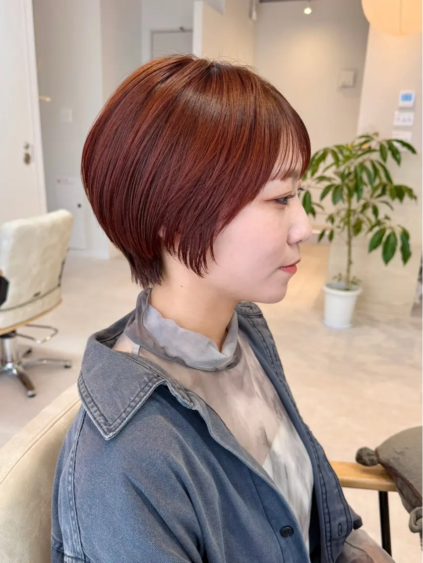 ショート カラー オレンジ ショートヘア カット ヘアカラー トリートメント ショートボブ💫 垢抜けヘア✨西田拓馬のヘアスタイル