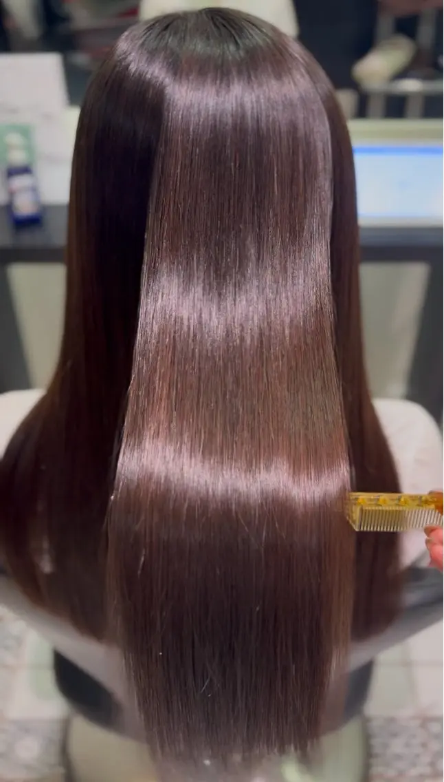 ロング ボブ 顔周りカット 髪質改善 ロング 縮毛矯正 縮毛矯正 🧡髪質改善💛 🌸SAKURA🌸のヘアスタイル